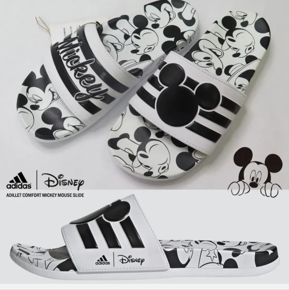 New Men's Sz 13 adidas X Disney Mickey Mouse Adilette Comfort Slide Sandals bran